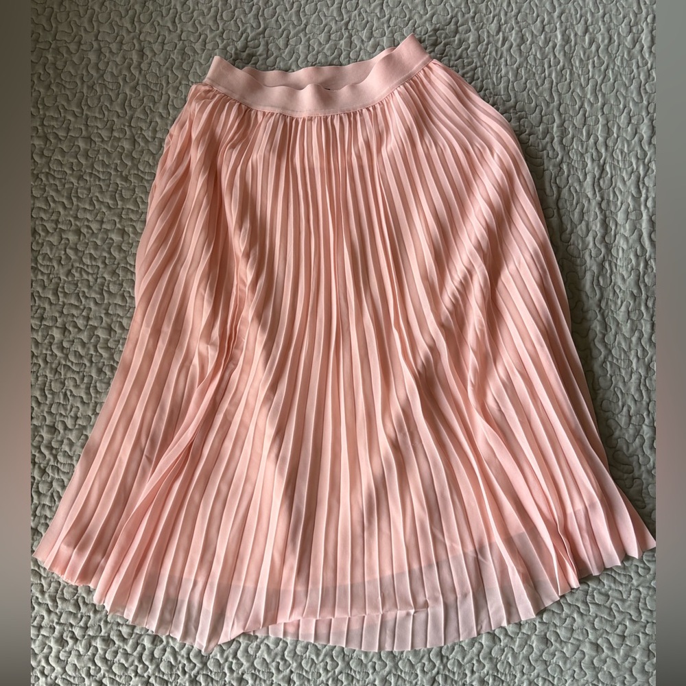 Quince Soft Pink Chiffon Pleaded Midi- size Small